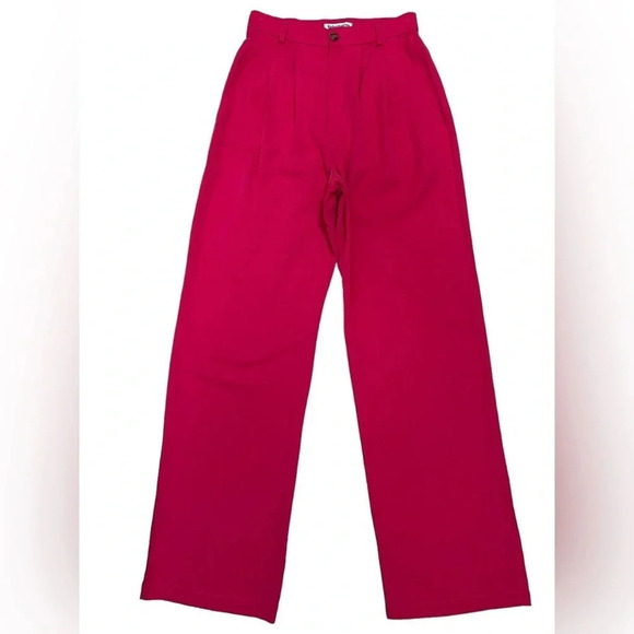 Reformation Mason Dress Pants Pleated Wide Leg Pink Barbiecore Dressy Size 2 - Picture 4 of 12